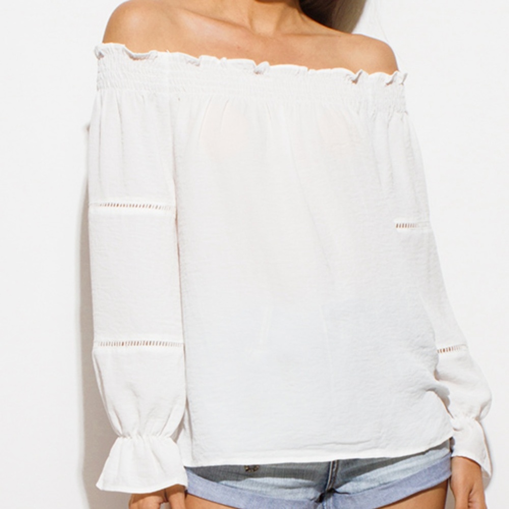 White Off Shoulder BOHO Top